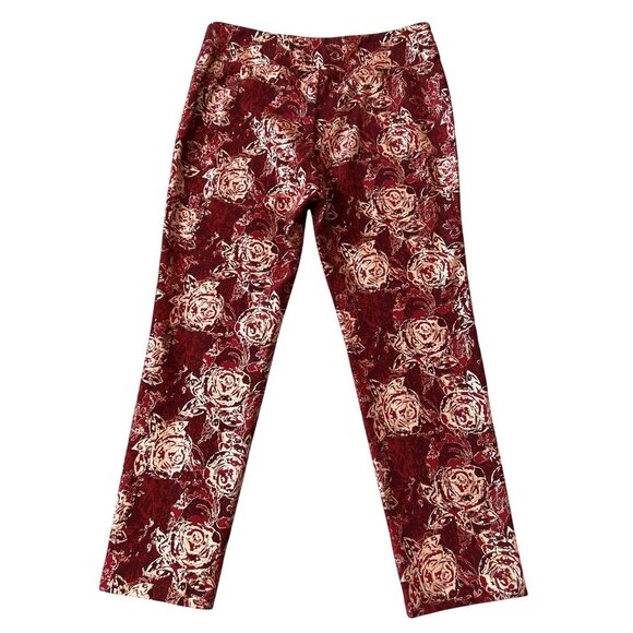 Soft Surroundings New XL Red Gold Floral Perfect Ponte Straight Leg Serrano Pant - Picture 2 of 12